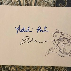 Natalie Portman signed autographed fables bookplate 6x8 Blue Sharpie Sketch