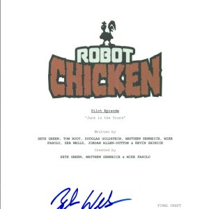 Zeb Wells Signed Autographed ROBOT CHICKEN Pilot Episode Script COA VD