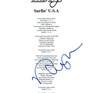 David Marks Signed Autographed The Beach Boys SURFIN USA Song Lyric Sheet COA