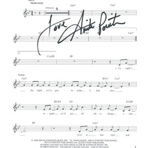 Anita Pointer Signed Autograph Im So Excited Lyric Sheet The Pointer Sisters COA