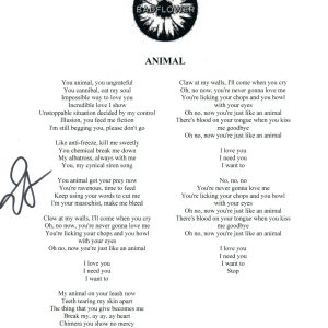 Josh Katz Signed Autographed Badflower ANIMAL Song Lyric Sheet Ok I'm Sick COA