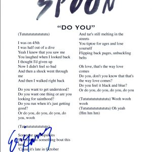 Eric Harvey Signed Autographed SPOON "Do You" Song Lyric Sheet COA VD