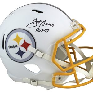 Steelers Joe Greene "HOF 87" Signed Flat White F/S Speed Rep Helmet BAS Witness