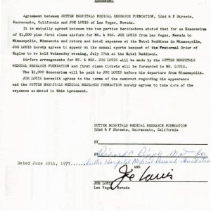 Joe Louis Authentic Signed 8.5X11 1977 5 Page Hospital Document PSA/DNA #V03054