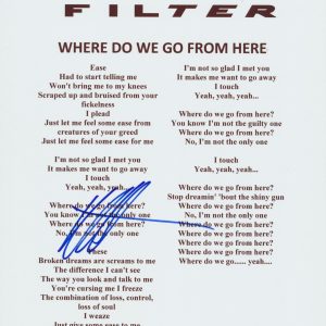 RICHARD PATRICK SIGNED FILTER WHERE DO WE GO FROM HERE LYRIC SHEET