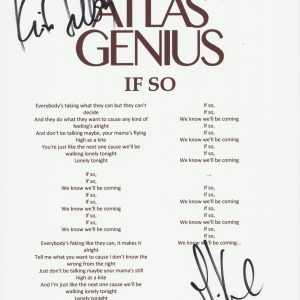 ATLAS GENIUS SIGNED IF SO LYRIC SHEET