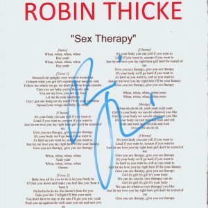 ROBIN THICKE SIGNED SEX THERAPY LYRIC SHEET