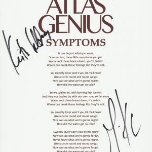 ATLAS GENIUS SIGNED SYMPTOMS LYRIC SHEET