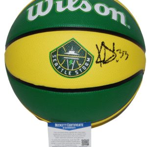 KATIE LOU SAMUELSON signed (SEATTLE STORM) Logo basketball ball BECKETT BB35301