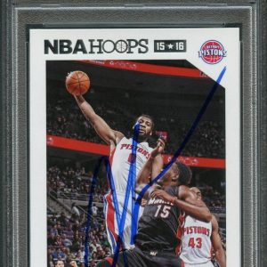2015-16 NBA Hoops #115 Andre Drummond Signed Card AUTO PSA Slabbed Pistons