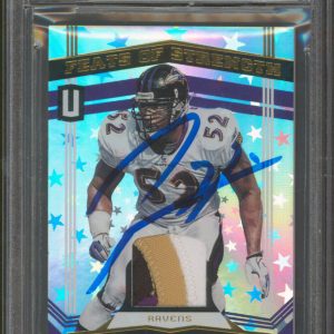 Ravens Ray Lewis Signed 2019 Panini Unparalleled FOS #4 131/150 Card BAS Slabbed