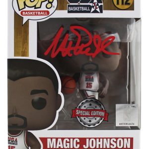 Lakers Magic Johnson Authentic Signed Funko Pop Vinyl Figure w/ Red Sig BAS Wit