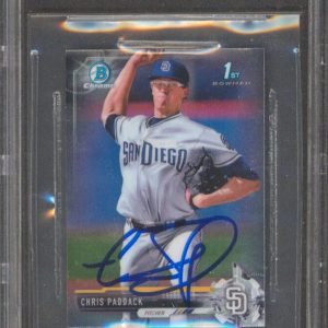 Padres Chris Paddack Signed 3"x2" 2017 Bowman Chrome Mini #BCP243 RC BAS Slabbed