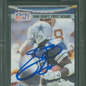 Cowboys Emmitt Smith Signed 1990 Pro Set #685 Rookie Card Auto 10! BAS Slabbed