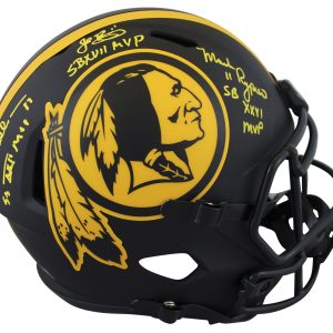 WFT SB MVPs Williams, Rypien & Riggins Signed Eclipse F/S Speed Rep Helmet BAS