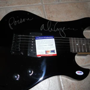 Alice Cooper IP Signed Electric Guitar W/ Lyrics POISON PSA Certified