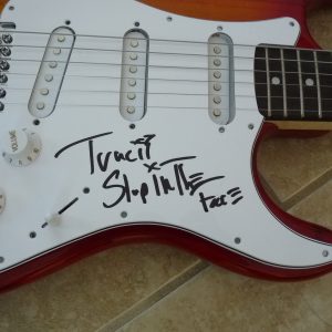 Tracii L.A. Guns Signed Autographed Guitar SLAP FACE Lyrics PSA BAS Guaranteed