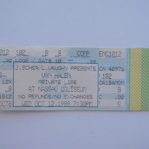 Van Halen 10-12-88 Uniondale OU812 Tour Un-Used Concert Ticket Eddie David Lee