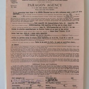 Oconee Band DUAL Signed 6-8-79 Live Performance Concert Contract & Rider