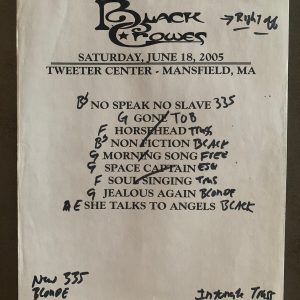 The Black Crowes 6-18-05 Tour Concert Used Set List W/ Notes Mansfield, MA