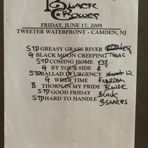 The Black Crowes 6-17-05 Tour Concert Used Set List W/ Notes Camden, NJ
