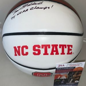 Tim Stoddard signed NC State Wolfpack F/S Logo Basketball W/ Champs Inscr. 2 JSA