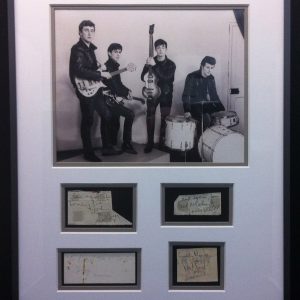 The Beatles 1962 Vintage Signed 19.5"x25.75" Display John Paul George Pete