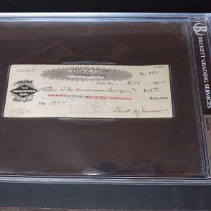 Fred Vinson Chief Justice Supreme Court Signed Check Beckett Certified Slabbed 5