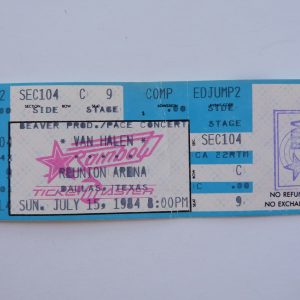 Van Halen 7-15-84 Dallas, TX 1984 Tour Un-Used Concert Ticket Eddie David Lee