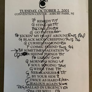 The Black Crowes 10-2-01 Tour Concert Used Set List W/ Notes Asbury Park, NJ