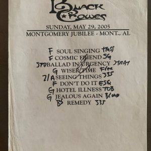 The Black Crowes 5-29-05 Tour Concert Used Set List W/ Notes Montgomery, AL