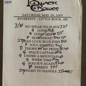 The Black Crowes 5-28-05 Tour Concert Used Set List W/ Notes Little Rock, AR