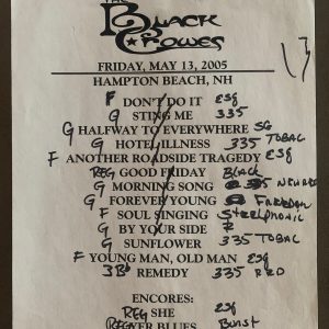 The Black Crowes 5-13-05 Tour Concert Used Set List W/ Notes Hampton Beach, NH