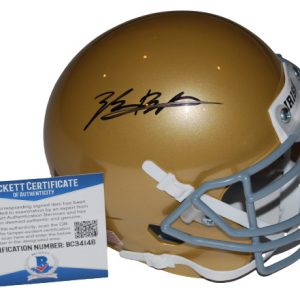 TYLER BUCHNER signed (NOTRE DAME IRISH) mini football helmet BECKETT BC34146