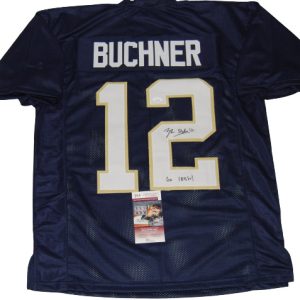 TYLER BUCHNER signed (NOTRE DAME FIGHTING IRISH) Go Irish! Navy jersey JSA