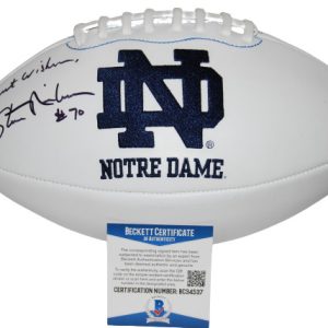 STEVE NIEHAUS signed (NOTRE DAME) team logo full size football BECKETT BAS