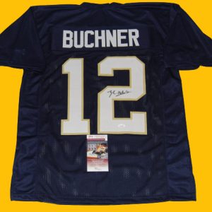 TYLER BUCHNER signed (NOTRE DAME FIGHTING IRISH) Navy jersey JSA Witnessed