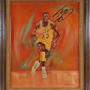 LSU Shaquille O'Neal Authentic Signed 16x20 Hand Painted Canvas BAS Witnessed