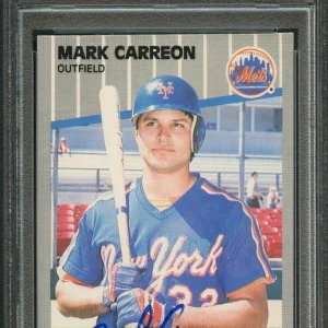 1989 Fleer #29 Mark Carreon Signed Card PSA Slabbed Auto Mets