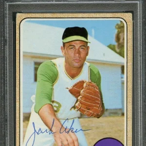 1968 Topps #224 Jack Aker Signed Card PSA Slabbed Auto A's