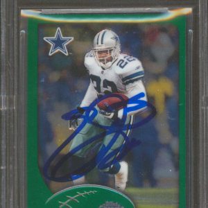Cowboys Emmitt Smith Signed 2002 Topps Chrome #108 Card Auto Graded 10! BAS Slab