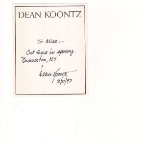 DEAN KOONTZ HAND SIGNED BOOKPLATE FROM 1997+COA GREAT WRITER TO MIKE