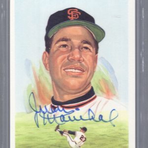 JUAN MARICHAL HAND SIGNED HALL OF FAME PEREZ STEELE CARD GIANTS PSA SLABBED