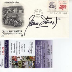 JAMES STEWART HAND SIGNED 1920s TRACTOR FIRST DAY COVER 1989 RARE JSA