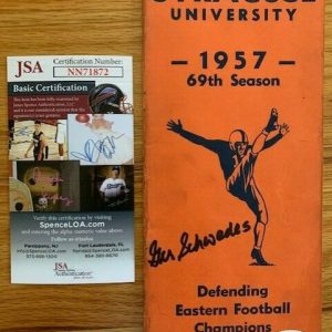 GER SCHWEDES HAND SIGNED 1957 SYRACUSE MEDIA GUIDE NICE CONDITION+RARE JSA