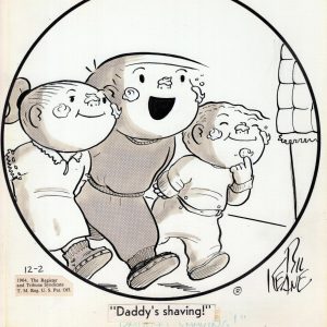 BIL KEANE SIGNED ORIGINAL ART DAILY 1964 RARE KIDS SHAVING FAMILY CIRCUS