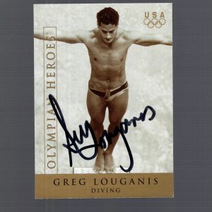GREG LOUGANIS HAND SIGNED OLYMPIC HEROES TRADING CARD OLYMPIC DIVER
