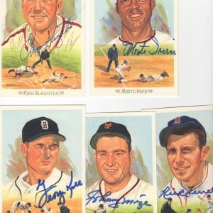 ENOS SLAUGHTER+IRVIN+MIZE+KELL+FERRELL LOT OF 5 SIGNED CELEBRATION CARDS+COA