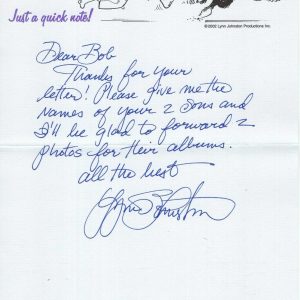 LYNN JOHNSTON HAND SIGNED+HAND WRITTEN NOTE+COA FOR BETTER OR WORSE CARTOONIST