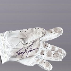 LARRY NELSON HAND SIGNED USED GOLF GLOVE+COA GREAT GOLFER 3X MAJOR CHAMP